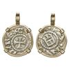 Image 1 : Genoa (Italian States), AR denaro, "crusader coin," 1139-1339 AD, mounted cross-side out in 14K gold