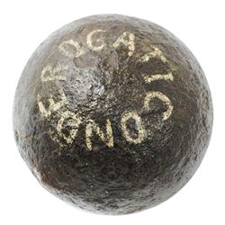 Revolutionary War-period iron cannonball  four pounder  from Ft. Ticonderoga, New York.