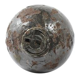 Civil War-period iron cannonball "twelve-pounder" grenade from Cold Harbor (Virginia), with Bormann 