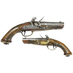 Late-1700s Dutch or French flintlock naval boarding pistol.
