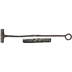 Revolutionary War-period branding iron marked 8 BRACKETT from Crown Point, New York.