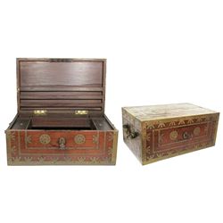 Large, heavy, British colonial money chest (1800s).