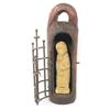 Image 1 : Early carved stone figure of St. Peter the Apostle inside a carved wooden niche with wrought iron ga