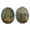 Image 1 : Large, ornate, silver reliquary pendant with painted virgin and child on both sides, Spanish colonia