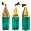 Image 1 : Massive natural crystal emerald mounted in 18K pendant with 22 diamonds, 22.65 grams total weight.