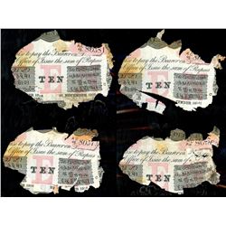 Lot of four Calcutta, British India, 10 rupees notes, 25-1-1916, series AC, serials 80374, 80381, 80