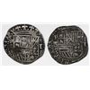 Image 1 : Lot of two Potosi, Bolivia, cob 1R, Philip II, assayer B (3rd period).
