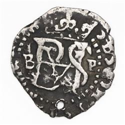 Potosi, Bolivia, cob 1/2 real, Philip II, assayer B (5th period) to left, mintmark P to right, ex-Ka