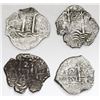 Image 2 : Lot of four Potosi, Bolivia, cob 2 reales, all salvaged: 1661( E), 1665E, 1703Y and 1707(?)Y.