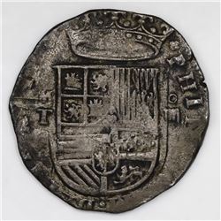 Toledo, Spain, cob 4 reales, Philip II, assayer M above mintmark T to left.