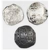 Image 1 : Lot of three Seville, Spain, cob 4 reales: 1591H, 1623, 1626?.