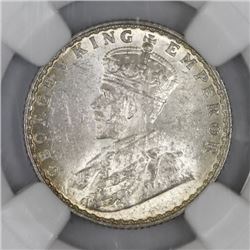 Bombay, India (British), 1/4 rupee, 1928, NGC MS 63.