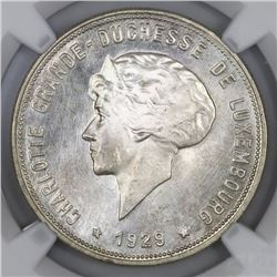 Luxembourg, 10 francs, 1929, NGC MS 64.