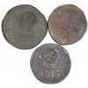Image 1 : Lot of three Oaxaca (Morelos/SUD), Mexico, copper 8 reales, 1813, plain fields, with Morelos (Type A