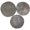 Image 2 : Lot of three Oaxaca (Morelos/SUD), Mexico, copper 8 reales, 1813, plain fields, with Morelos (Type A