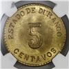 Image 2 : Durango, Mexico, brass 5 centavos, 1914, NGC MS 65.