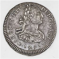 Lima, Peru, bust 1 real, Charles IV (large bust), 1791IJ.