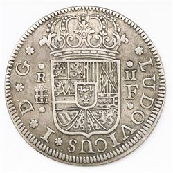Segovia, Spain, milled 2 reales "pistareen," Louis I, 1724F.