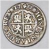 Image 2 : Madrid, Spain, milled 1 real "half pistareen," Philip V, 1740JF.