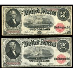 Lot of two USA, legal tender, $2, series of 1917, Speelman-White: serials D3148490A, D80983043A.