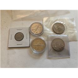 Group of 5 Total Coins including a Sheild Nickel All for 1 Money KB