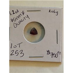 RARE HIGH QUALITY RUBY 1.20 carat Beautiful Trilliant Cut Gem Quality Gemstone