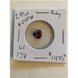 RARE HIGH QUALITY RUBY HUGE 2.45 carat Beautiful Trilliant Cut Gem Quality Gemstone