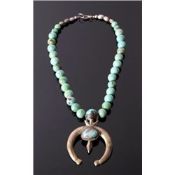 Navajo Sand Cast Carico Lake Turquoise Necklace