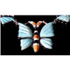 Image 2 : Navajo Opal & Turquoise Inlaid Butterfly Necklace