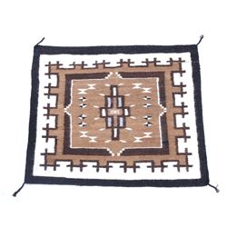 Navajo Two Grey Hills Wool Rug 1950's Original Tag