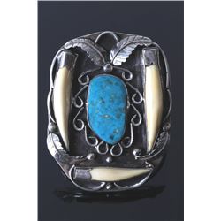 Navajo Kingman Turquoise & Wolverine Tooth Cuff