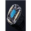 Image 3 : Navajo Kingman Turquoise & Wolverine Tooth Cuff