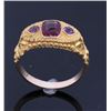 Image 10 : Highly Engraved 10K Gold & Rhodolite Garnet c.1900