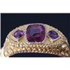 Image 24 : Highly Engraved 10K Gold & Rhodolite Garnet c.1900