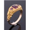 Image 8 : Highly Engraved 10K Gold & Rhodolite Garnet c.1900