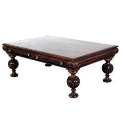 LARGE Quarter Sawn Oak Hand Carved Coffee Table