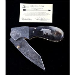 Navajo Yellowhorse Damascus Silver Grizzly Knife
