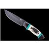 Image 1 : M.T. Knives Damascus & Turquoise Wolf Etched Knife