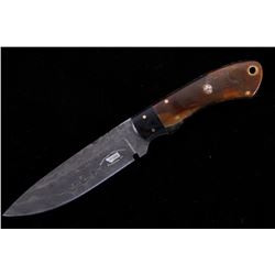 M.T. Knives Damascus and Rams Horn Camp Knife