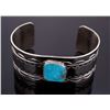 Image 1 : Silver Sleeping Beauty Turquoise Tooled Bracelet