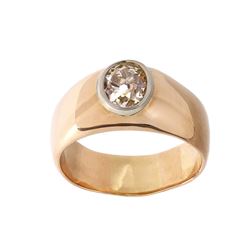 1.35 ct European Oval Diamond & 14K Gold Ring 1930