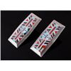 Image 2 : Zuni Sterling Turquoise Mosaic Inlay Earrings