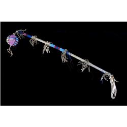 Blackfeet Beaded Stone Skull Cracker War Club 19th