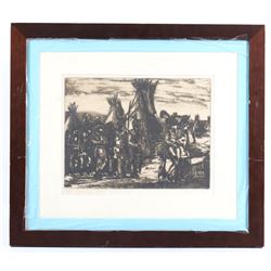 Red Man's West Framed Etching by Wolf Pogzeba