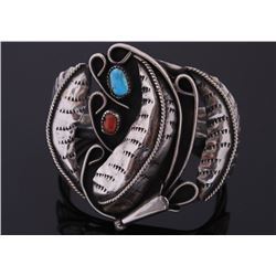 Navajo Floral Silver & Gemstone Bracelet