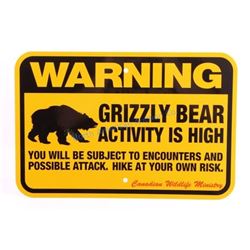 Grizzly Bear Warning Sign from Canada