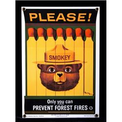 Smokey Bear U.S. Forest Service Porcelain Sign