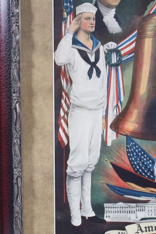 Original WWI America First Poster By Chas Gustrine