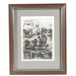 Original Signed Keller Eskimo Framed Etching