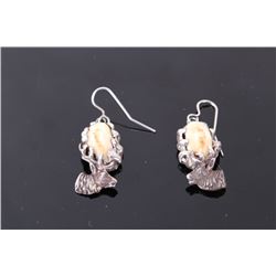 Navajo Elk Head Silver Nugget Elk Ivory Earring